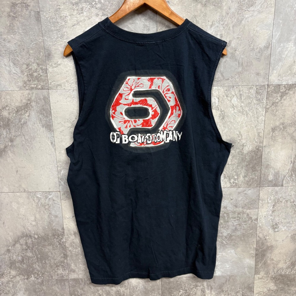 Vintage 90s Ocean Pacific OP Board Company Muscle Tee Shirt Navy Blue Mens XL